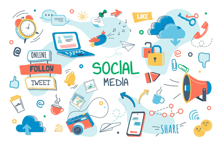 Social Media Concept Isolated Elements Set
