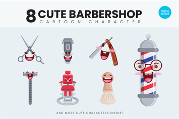 8 Cute Barbershop Vector Illustration 1