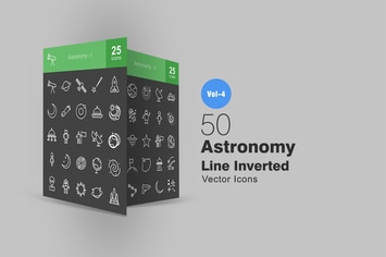 50 Astronomy Line Inverted Icons