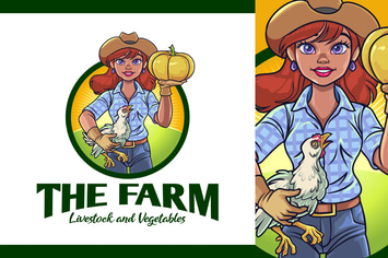 Lady Farmer Mascot Logo - Farm and Livestock Logo