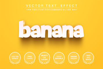 Yellow banana - editable text effect,  font style.