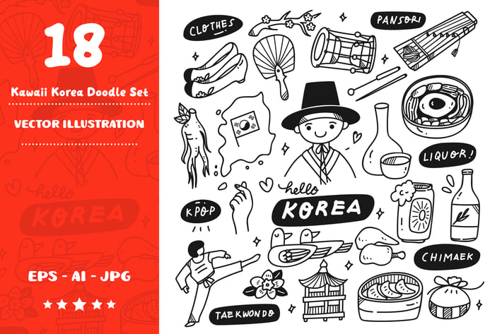 Kawaii Korea Doodle Set
