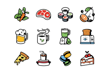 Food and beverages color icons