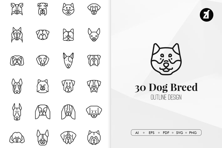 30 Dog breed in minimal design