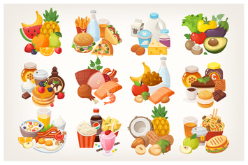 Vector food categories