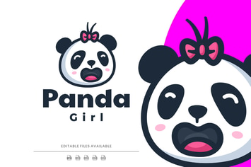 Cute Panda Cartoon Logo