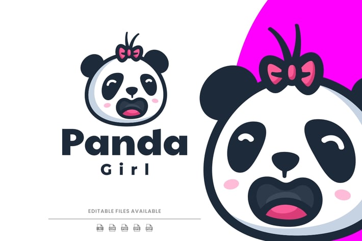 Cute Panda Cartoon Logo