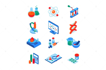 Science and medicine - colorful isometric icons