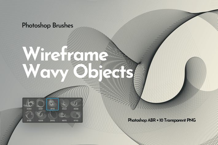 Wireframe Wavy Objects Photoshop Brushes