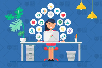 Online Business Workspace With Woman