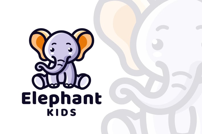 Elephant Kids Logo Template
