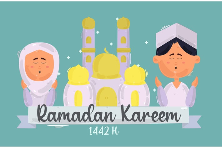 Ramadan Kareem Greeting Muslim Praying