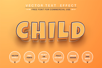 3D child - editable text effect, font style