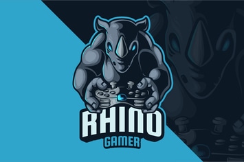 Rhino Gamer Mascot Logo Esport