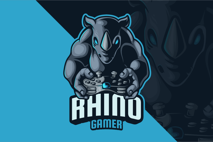 Rhino Gamer Mascot Logo Esport