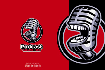 Funny Podcast Logo Template