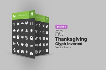  50 Thanksgiving Glyph Inverted Icons