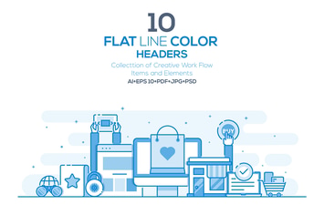Set of Flat Line Color Headers