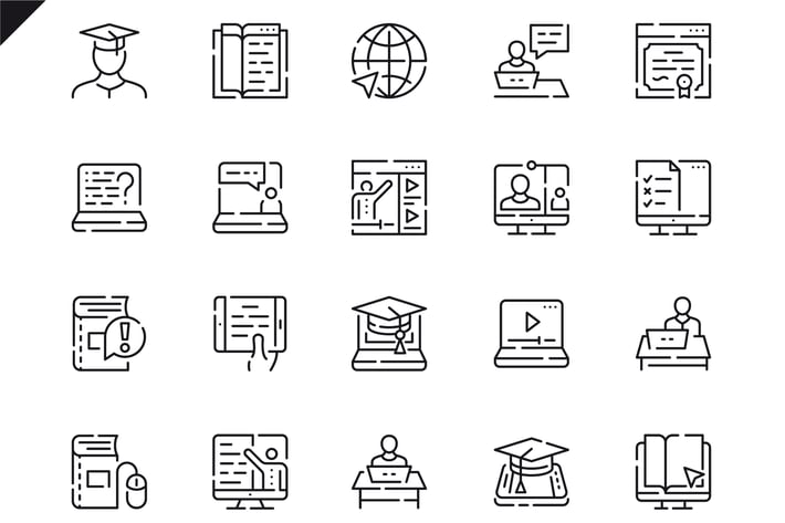 Simple Set Online Education Line Icons