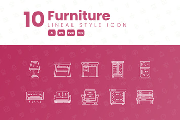 10 Furniture Detailed Icon Collection