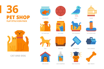 Pet Shop Flat Style Icon Set