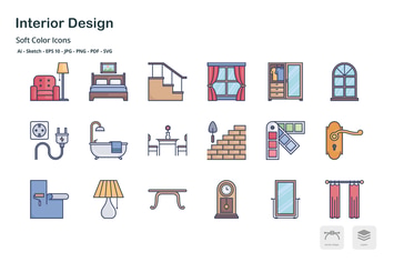 Interior design soft color icons