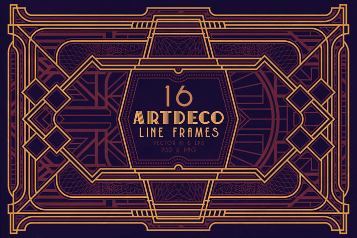 16 ArtDeco Line Frames