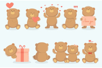 Teddy Bear in Different Poses Illustration