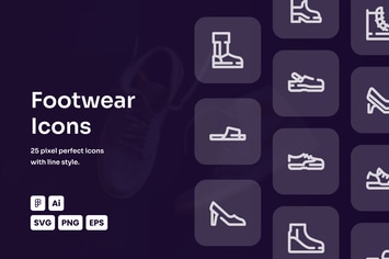 Footwear Dashed Line Icons