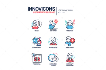 Coronavirus disease - line design style icons set