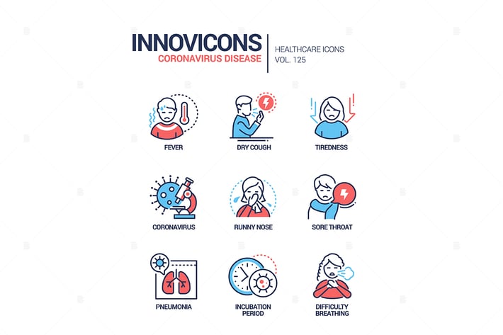 Coronavirus disease - line design style icons set