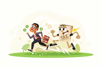 Businessman Running Away from Tax  Illustration