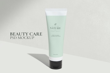 Green beauty care tube mockup