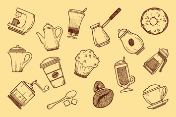 Coffee icons & pattern