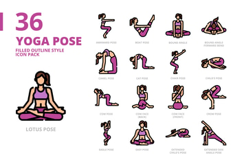 Yoga Pose1 Filled Outline Style Icon Set