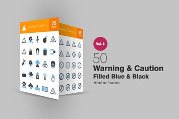 50 Warning & Caution Blue & Black Icons