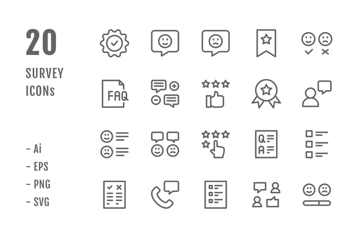 20 Survey Icons (Line)