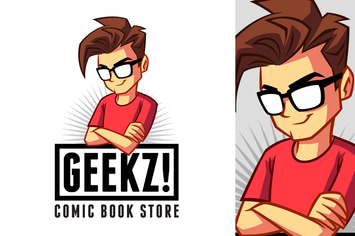 Cool Geek Boy Mascot Logo