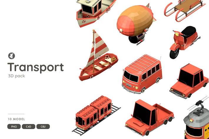 Transportation 3D object pack