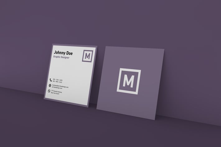 Square Business Card Wall Mockup