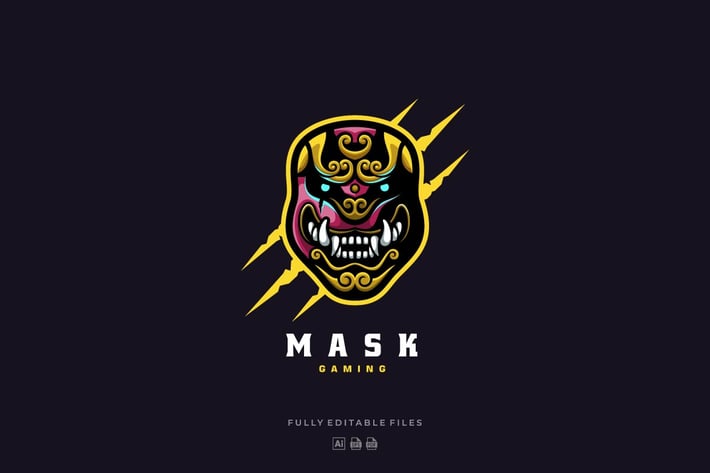 Japanese Mask Sports and E-sports Style Logo