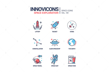Space Exploration - Line Design Style Icons Set
