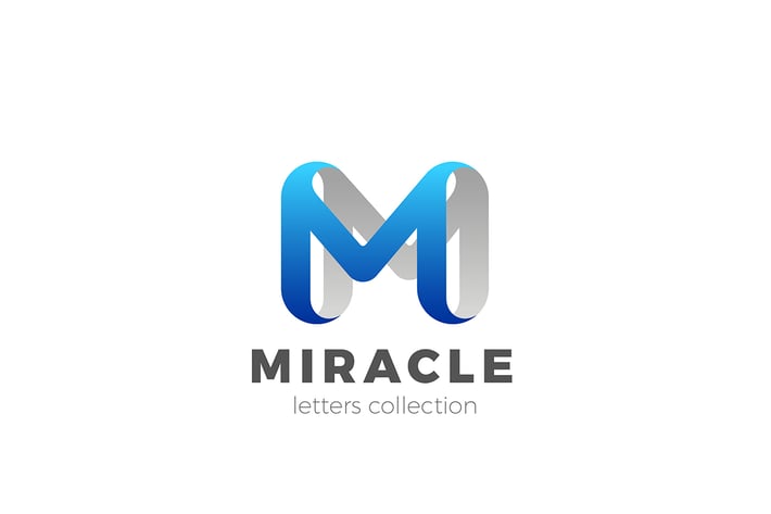 Letter M Logo design 3D Ribbon style