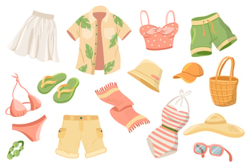Summer Clothing Isolated Elements Set