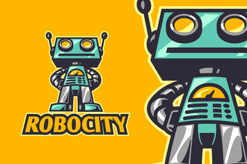 Vintage Retro Robot Mascot Logo