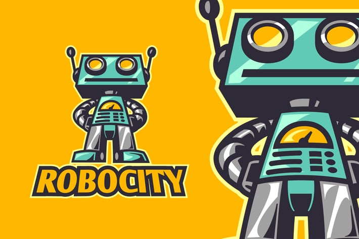 Vintage Retro Robot Mascot Logo
