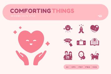 30 Icons Comforting Things Solid Style