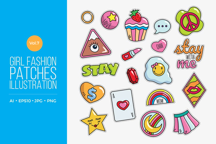 Girl Power Fashion Vector Patches Vol.7
