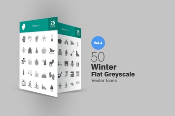 50 Winter Greyscale Icons
