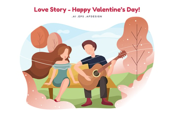 Love Story Vector Illustration